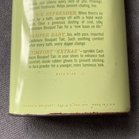 Vintage Cashmere Bouquet Talcum Powder Tin With Partial Powder - Picture 9 of 16